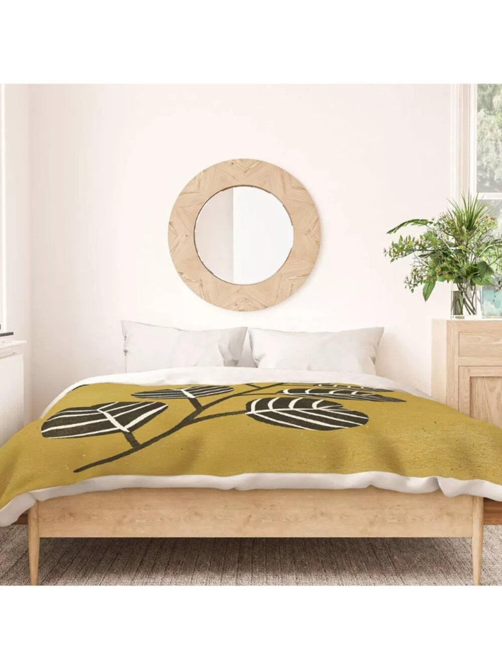 Deny Designs Queen Duvet & 2 Pillow Sham 3 Pc Set w/ Green Eucalyptus Print NWOT - Picture 3 of 6